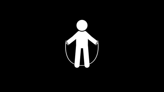 Jump Rope Cardio Stick Figure Animation. Animated stick figure icon showing jump rope cardio exercise.