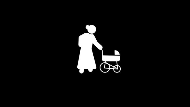 Mother healthcare services icon concept. Accessibility silhouette icon featuring wheelchair support representing disability care, healthcare services, and inclusive community support.