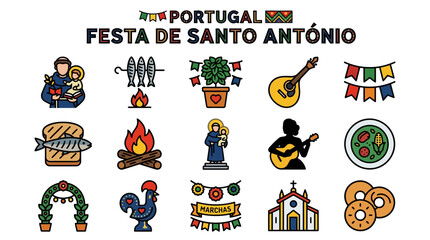 Fototapeta premium Festa de Santo Antonio Portugal Icons - Lisbon Festival