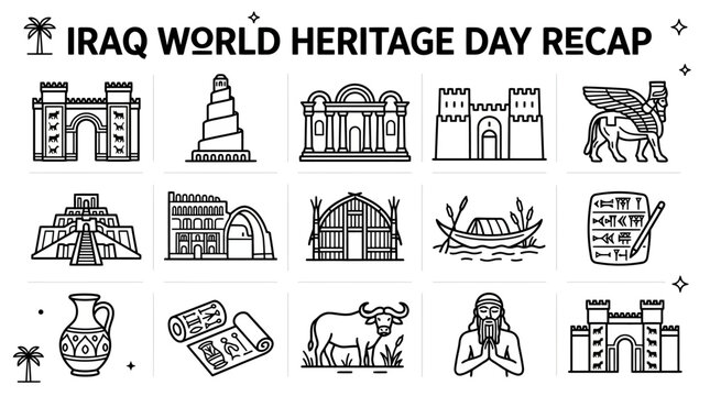 Iraq Heritage Day Icons: Ancient Sites and Symbols