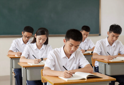 Chinese engineering students in 1950s classroom