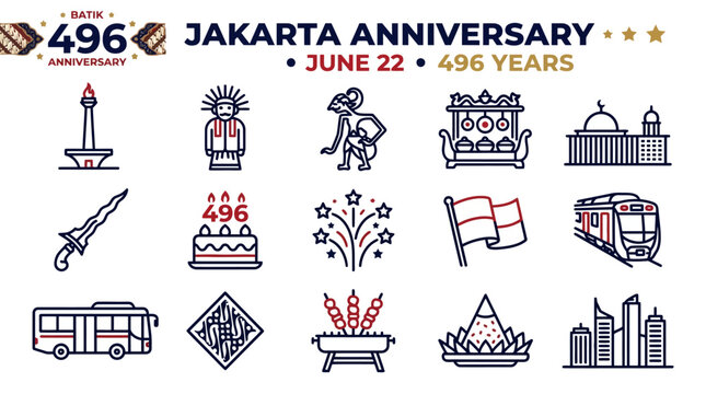 Jakarta Anniversary 496 Years Icons - June 22