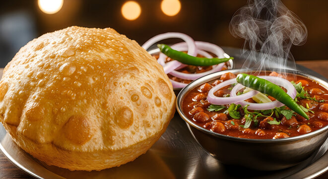 Authentic chole bhature a classic indian street food dish