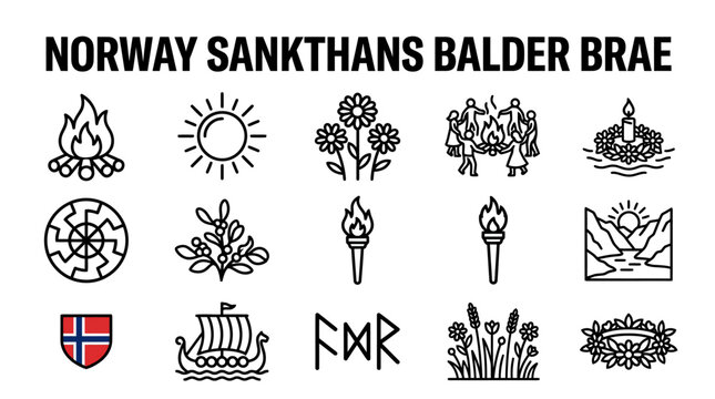 Norway Sankthans Balder Brae Icons - Midsummer Symbols