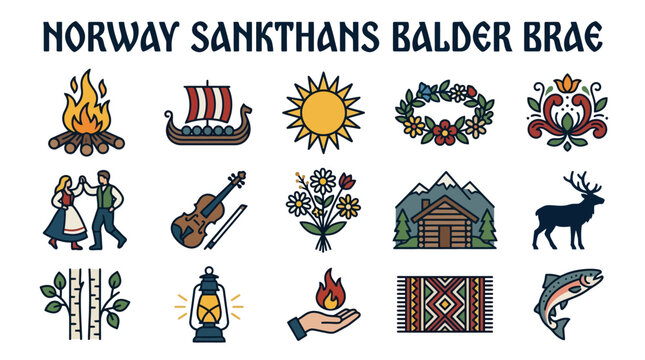 Norway Sankthans Balder Brae Icons: Viking, Sun, Nature