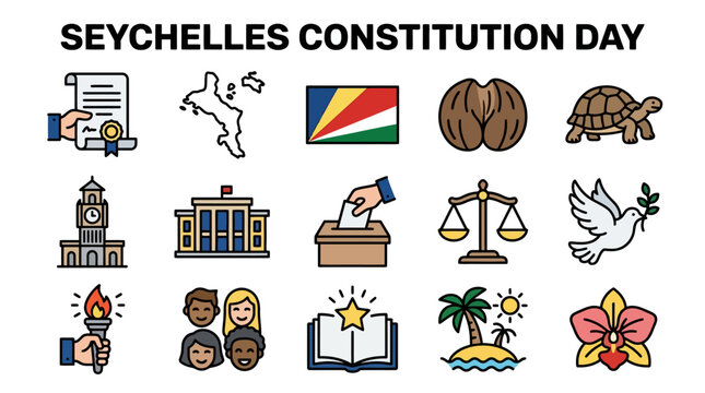 Seychelles Constitution Day Icons Set