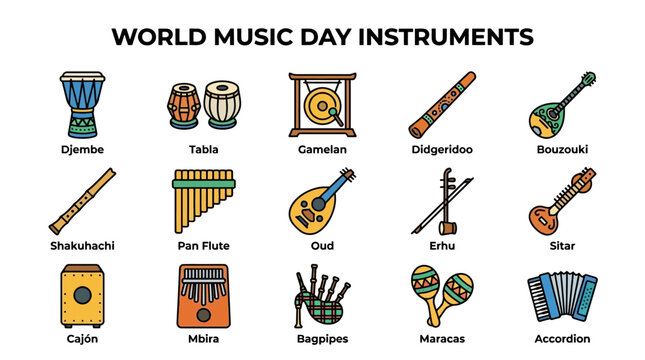 World Music Day Instruments - Diverse Collection