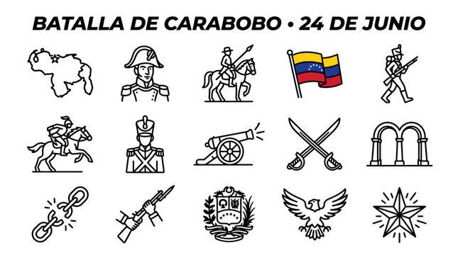 Batalla de Carabobo Icons: Venezuela Independence Day