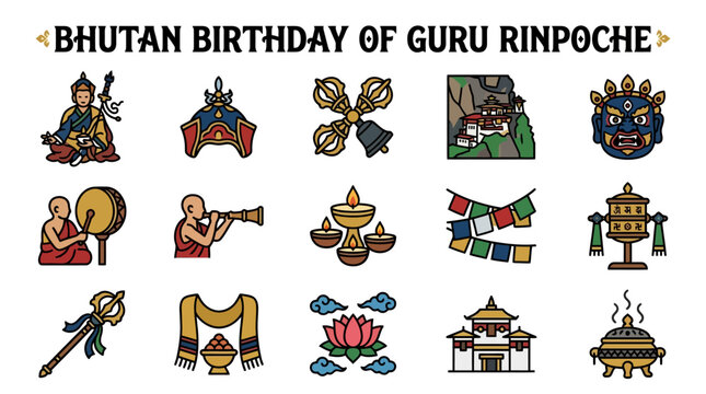 Bhutan Guru Rinpoche Birthday Icons - Culture & Religion