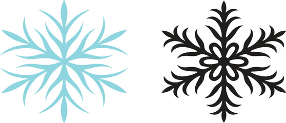 Fototapeta premium Two decorative snowflakes in black and teal