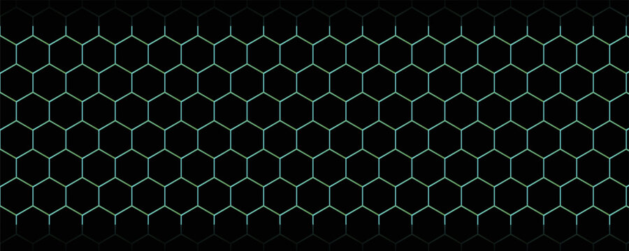 Dark red and blue hexagon abstract technology background with red and blue colored bright flashes under hexagon. Hexagonal gaming vector abstract tech background.
