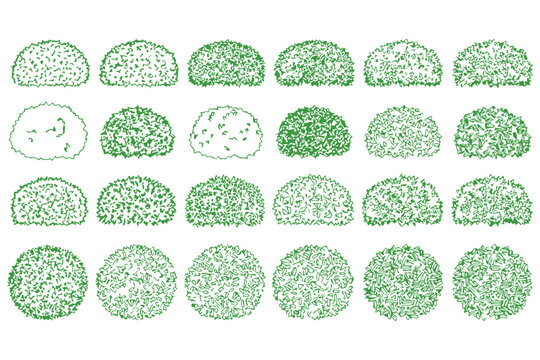 Bush Shrub Hatch Pattern Vector Set for Landscaping CAD Texture Design