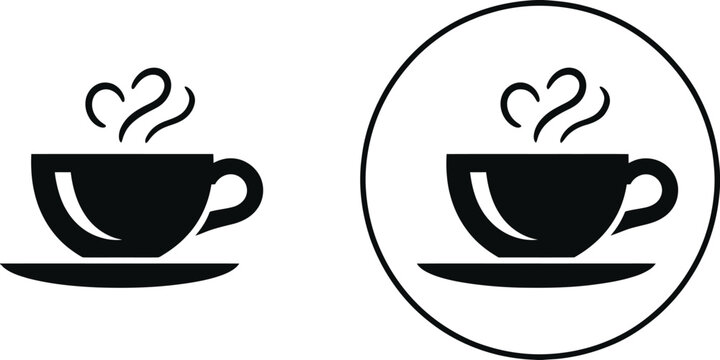 Black Coffee Cup icon with Steaming Hot Beverage vector illustration for Cafe, Coffee Shop and Drink Menu design.