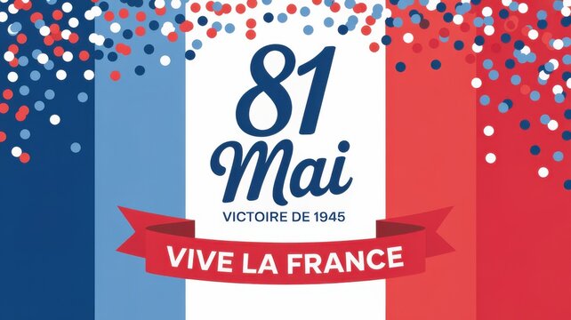 81 Mai Victoire de 1945 Vive la France celebration with confetti