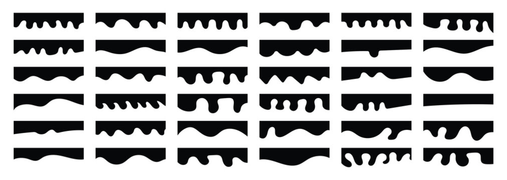 Header shape background for website design. Vector black border for banner. Abstract divider for bottom or frame of template and web page. Presentation wavy and curve separator.