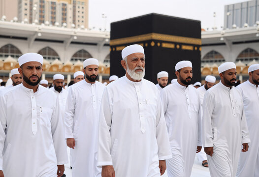 Pilgrims Walking Around Kaaba in Mecca