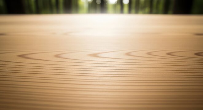 Light alder wood grain with a soft golden hue and blurred green bokeh background