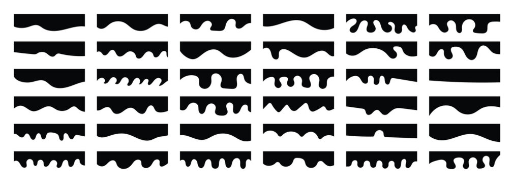 Header shape background for website design. Vector black border for banner. Abstract divider for bottom or frame of template and web page. Presentation wavy and curve separator.