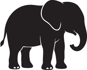 Fototapeta premium Elephant silhouette vector illustration of a large wild animal standing in profile isolated on white background