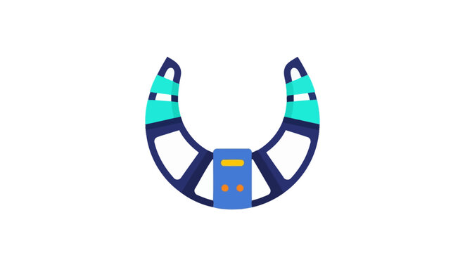 Colorful futuristic headset with digital interface display.