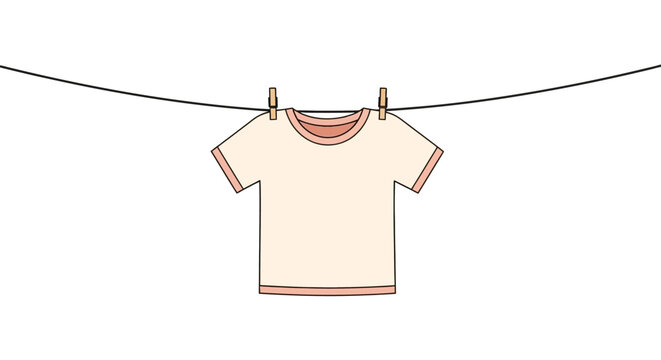 Simple white crew neck t shirt on clothesline.