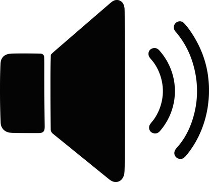 Black speaker icon with sound waves indicating volume