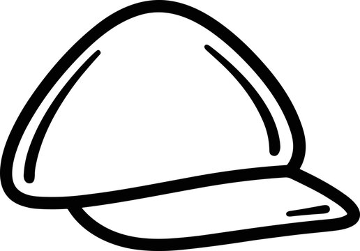 Simple Outline Drawing of a Baseball Cap
