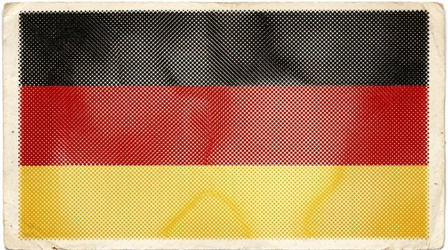 Vintage halftone style flag of germany with a distressed paper texture