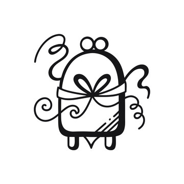 Victorian Hat Box Doodle Silhouette Elegant Fashion Storage Illustration