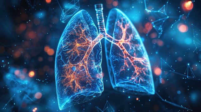 Close-up medical visualization of human acute respiratory failure disease, lung dysfunction and insufficient gas exchange, critical breathing disorder pathology,