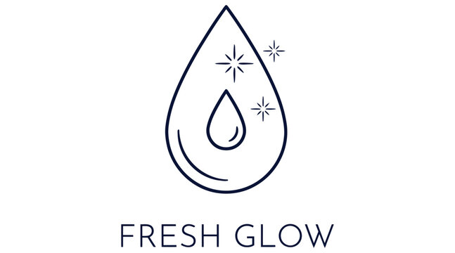 Fresh Glow Logo Design with Teardrop Shape and Sparkling Elements