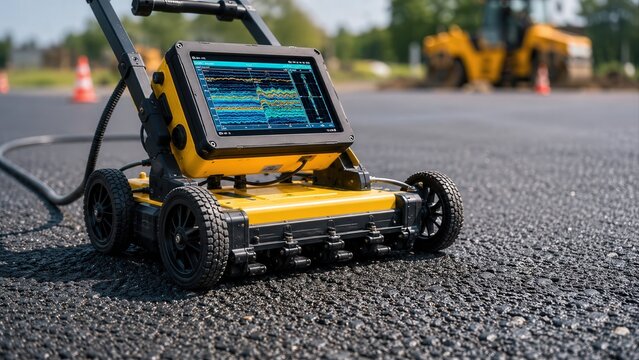 GPR Cart Scanning Asphalt Road Surface