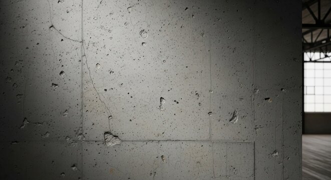 Detailed raw concrete wall texture showcasing imperfections and aged surface, ideal for architectural backgrounds.