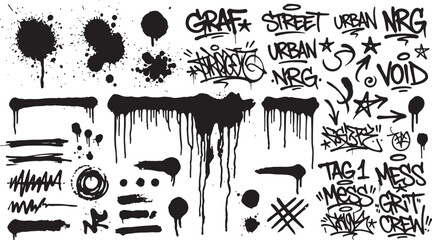 Graffiti Street Art Urban Spray Paint Drips and Tags Vector Illustration Set © Prism Pulse