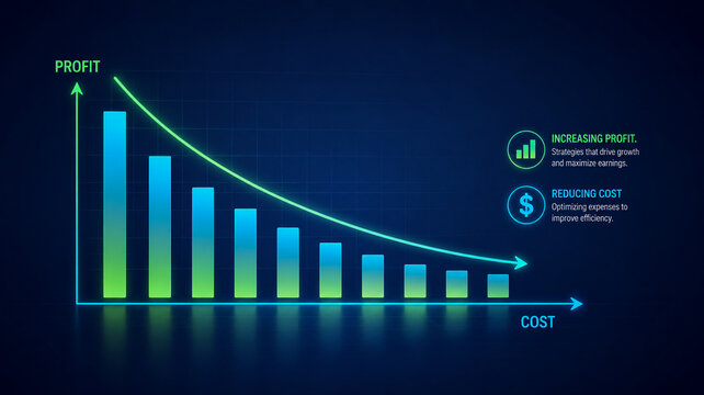 Business financial graph showing profit optimization and cost reduction strategies.