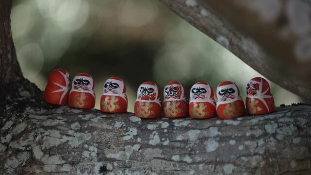 Hundreds of Red Daruma Dolls on Display at a Japanese Temple