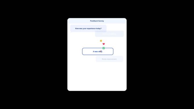 Feedback Survey Interface with Rating Options on Black Background