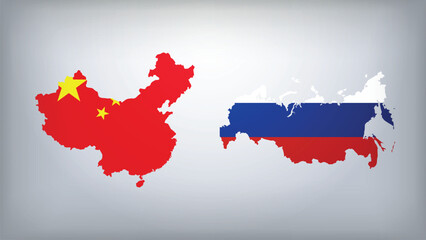 Fototapeta premium Russia and Turkey Map Flags Vector Illustration, Russia and Turkey Country Shapes Design