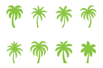 Obraz premium Tropical palm trees line art illustration set on white background minimalist style