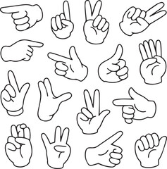 Fototapeta premium Create Vector line simple illustrations, hands and gestures in outline style, stickers, print and poster design