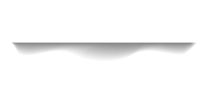 Horizontal wavy shadow isolated on transparent background PNG. Soft grey shade for poster and web header