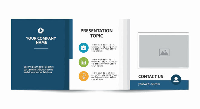 Brochure with company information, presentation topics and contact details