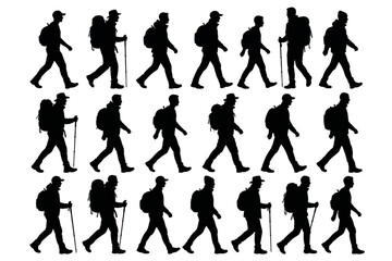 Fototapeta premium Rambling men silhouette icon set