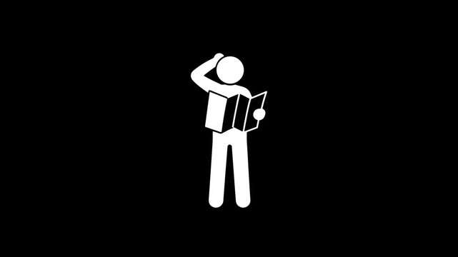 Simple stylized person icon looking at a paper map in a smooth animation sequence designed for modern digital interface projects requiring clear navigation guidance and intuitive graphic motion design