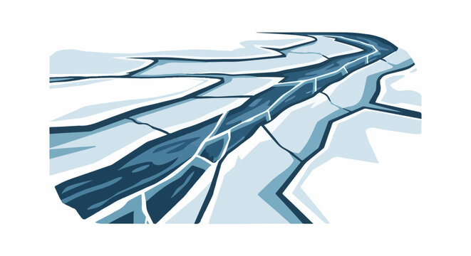 Abstract depiction of a frozen river or stream with jagged ice floes