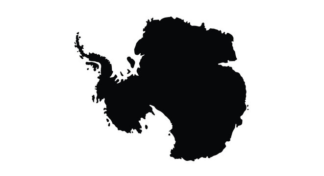 Antarctica silhouette map on white background