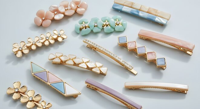 Collection of various hair clips and accessories.