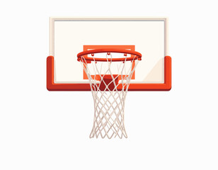 Naklejka premium Cartoon style basketball hoop and net against a white background