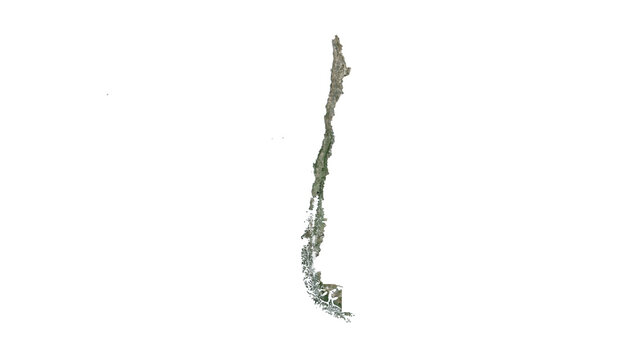 High Detailed CHILE Map PNG, Geographic Relief and Terrain Illustration of CHILE