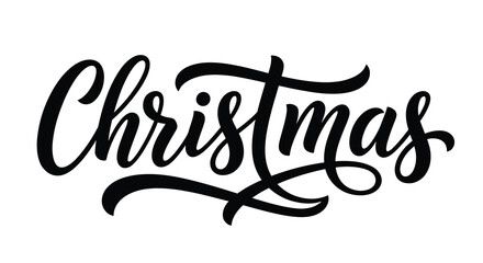 Elegant black brushstroke christmas typography silhouette for holiday cards and festive designs © MahiAhmed